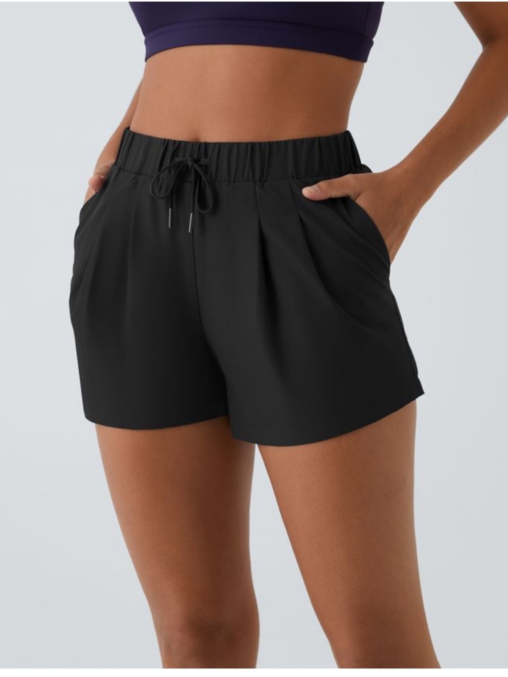NWT Halara High Waisted Elastic Waistband Drawstring Yoga Shorts 3” W/ pockets